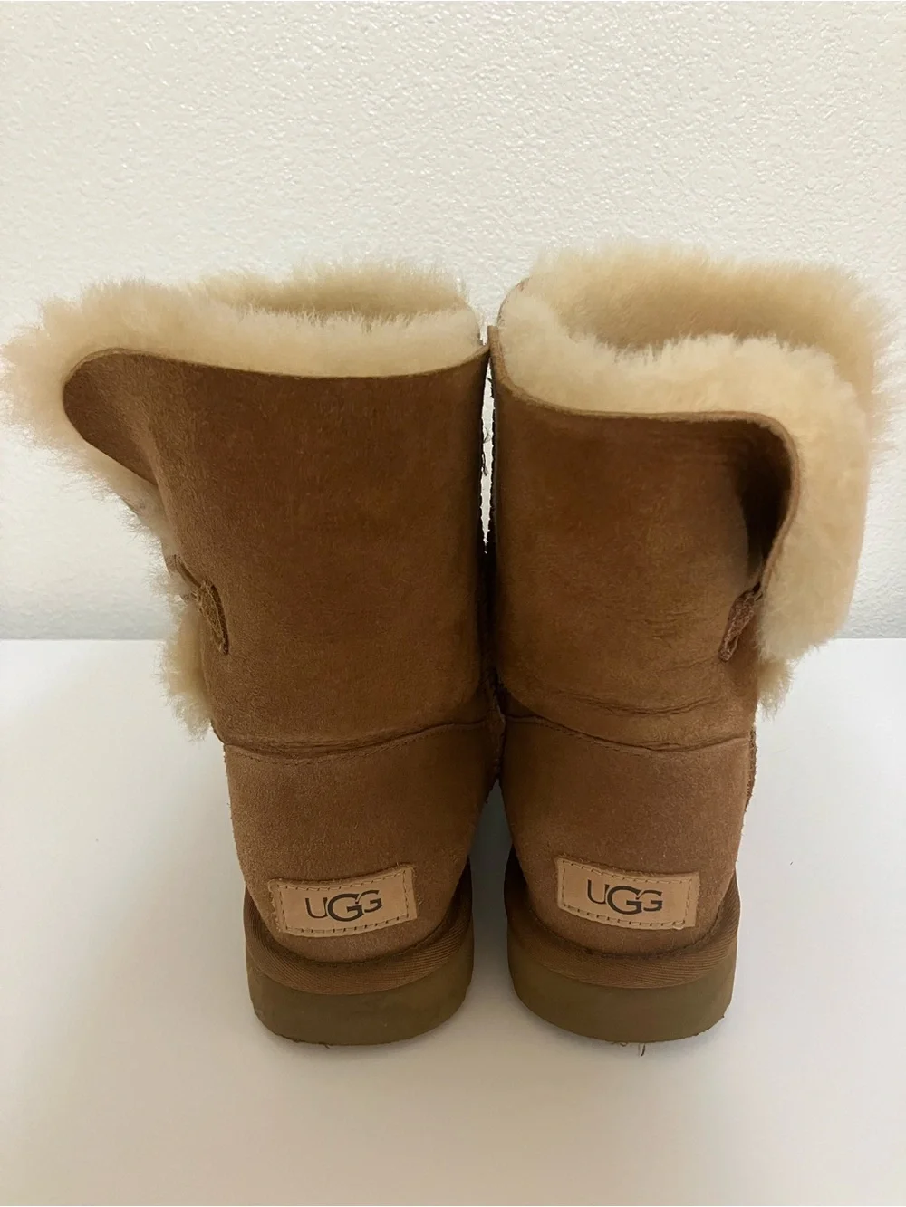 UGG Chestnut Suede Shearling Button Short Boot